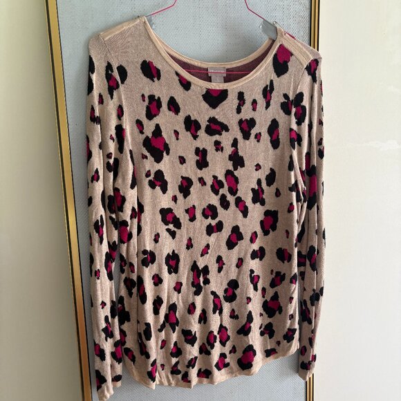 Chico's pink leopard sweater - Picture 1 of 3